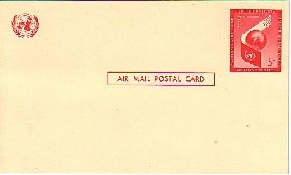 E041 - ONU UNO NEW YORK AIR MAIL POST CARD (1959) - Posta Aerea