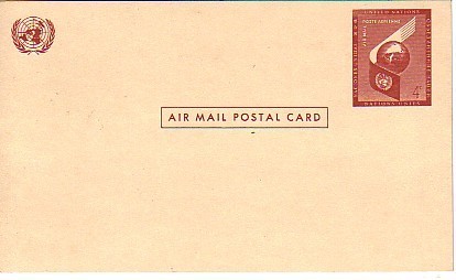 E039 - ONU UNO NEW YORK AIR MAIL POST CARD (1957) - Airmail