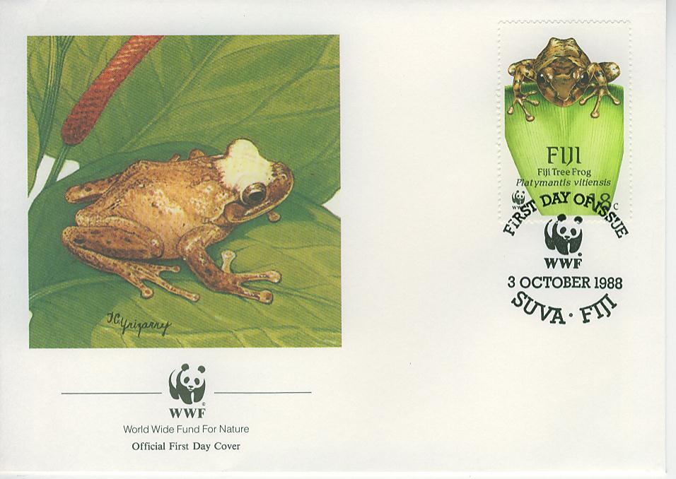 W0175 Grenouille Platymantis Vitiensis Fidji 1988 FDC Premier Jour WWF - Ranas