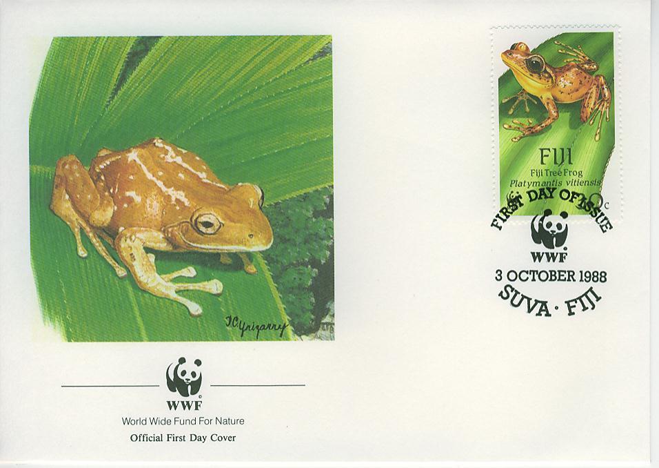 W0177 Grenouille Platymantis Vitiensis Fidji 1988 FDC Premier Jour WWF - Frösche