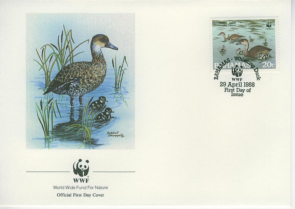 W0189 Canard Dendrocygna Arborea Bahamas 1988 FDC Premier Jour WWF - Canards