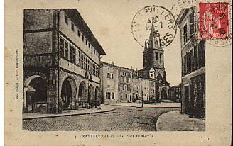 CP Ancienne Rambervillers - La Place Du Marché - Avec Tp Paix 283 Oblitéré Du 22-7-1935 Pour Grenoble - Rambervillers