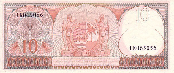 SURINAM  10 Gulden Daté Du 01-09-1963   Pick 121  ***** BILLET  NEUF ***** - Surinam