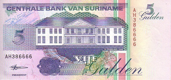 SURINAM   5 Gulden  Daté Du 10-02-1998   Pick 136b   *****BILLET  NEUF***** - Surinam