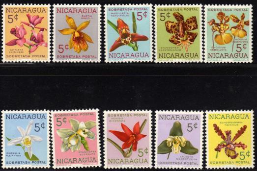 Nicaragua, Scott # RA66-75  Mint Hinged Set Flowers - Nicaragua
