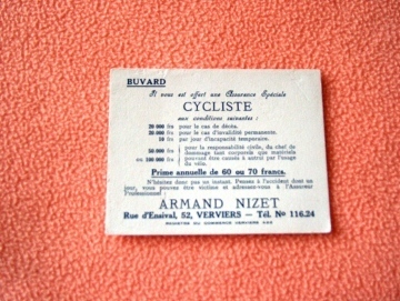 Buvard Assurance Pour Cyclistes - Non Utilisé - Très Bon état - Ref A1859 - Bank En Verzekering