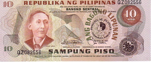 PHILIPPINES    10 Piso  Non Daté (1970)   Pick 154a     ***** BILLET  NEUF ***** - Filippijnen