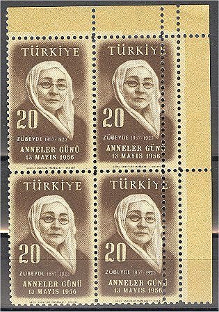 TURKEY, 20 KURUS ATATURK´S MOTHER 1956, BLo4, DOUBLE PERFORATION - Nuovi