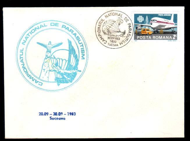 Cover With Parachutting Very Rare Postmark 1983 Of Suceava Romania . - Parachutisme