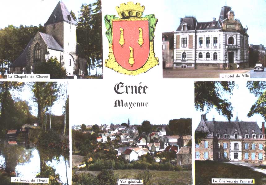 Cpsm Ernée (53, Mayenne) Multivues , Blason . Edit Cim , 1968 - Ernee