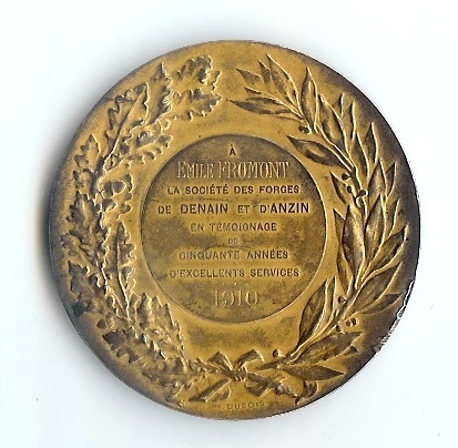 Medaille: La Sociéte Des Forges De Denain Et D´ Anzin, 50 Ans De Services, Argent, Silver, Silber,1910 (05-4337) - Professionnels / De Société