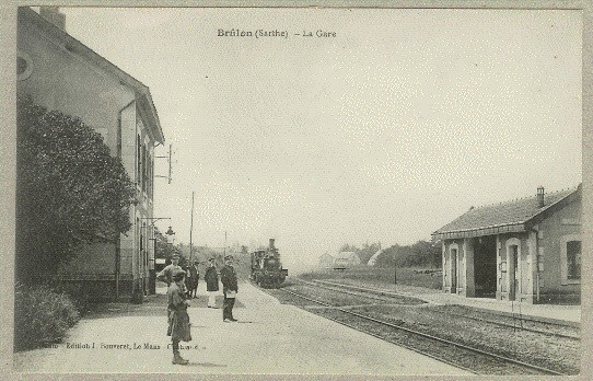 CPA BRULON GARE ET TRAIN-PERSONAGES - Brulon