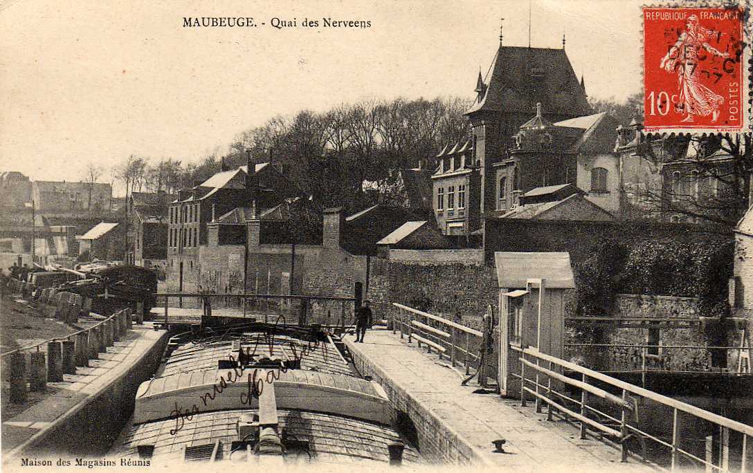 59 MAUBEUGE Quai De Nerveens, Péniche, Ed MR, 1907 - Maubeuge