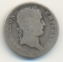 FRANCE   1  FRANC  1808  BB  NAPOLEON I  REPUBLIQUE  ARGENT - 1 Franc
