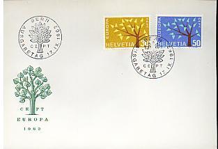 Suisse FDC 1er Jour Europa 1962 - Arbres - 1962