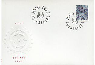 Suisse FDC 1er Jour Europa 1967 - Tp Engrenages Roues Crantées Machinerie  - Symbole En Surépaisseur - 1967