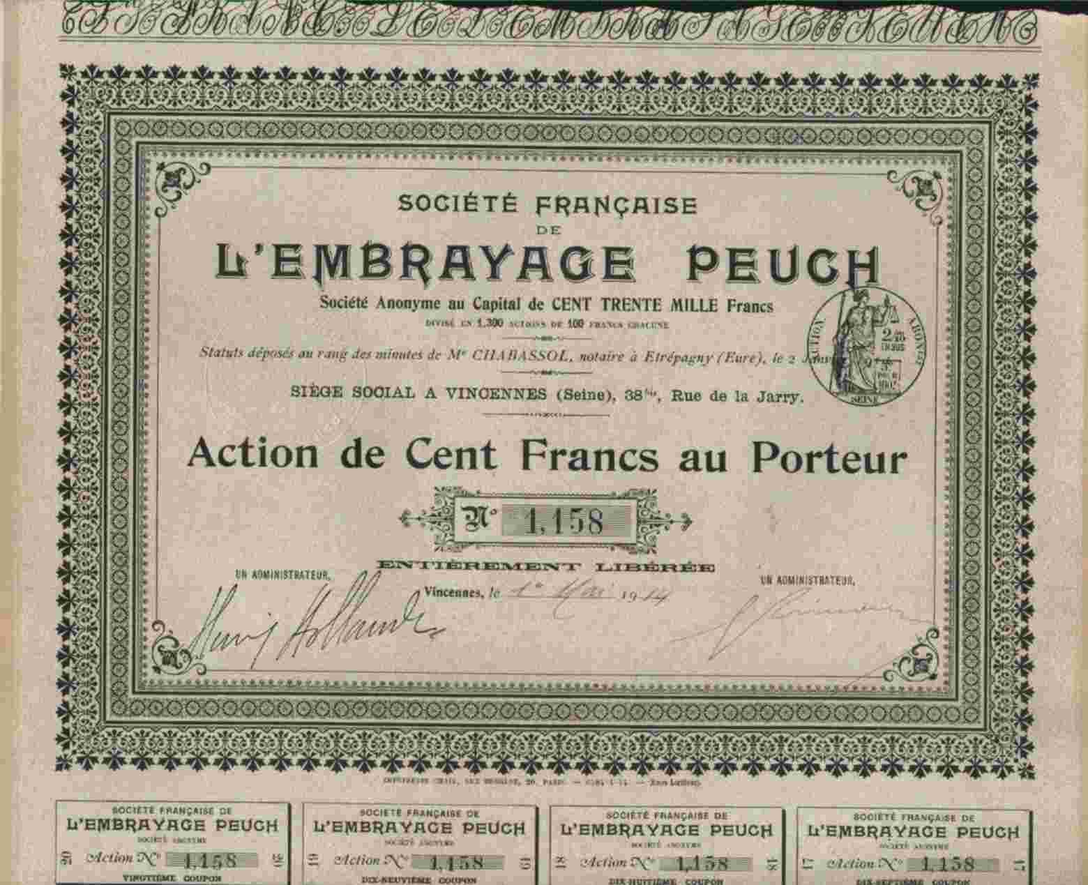 STE FRANCAISE DE L´ EMBRAYAGE PEUCH - Automobile