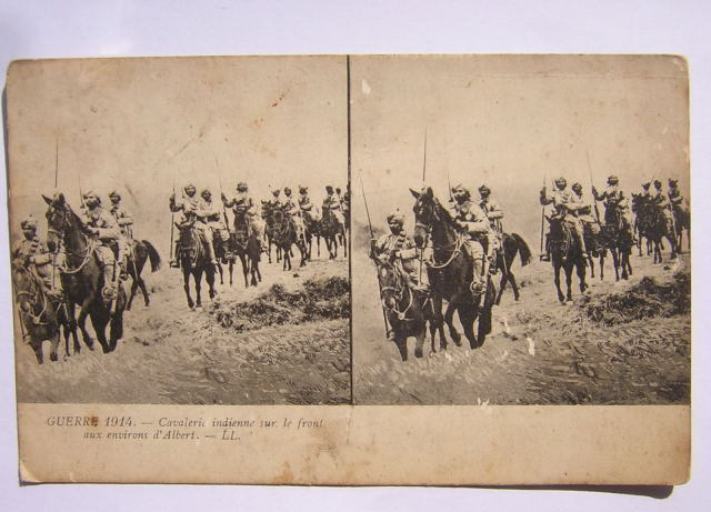 Cpa Stéréoscopique     Albert (Somme)      INDIAN CAVALERY - Cartes Stéréoscopiques