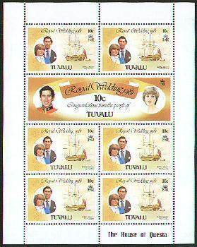 Tuvalu - 1981 Lady Diana Royal Wedding Sheetlet Of 10c Values. MNH - Tuvalu (fr. Elliceinseln)