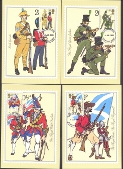 Great Britain: Set Of 5 PHQ 1983 Army Uniforms - Cartes PHQ