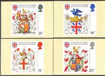 Great Britain: Set Of 4 PHQ 1984 College Of Arms - Carte PHQ