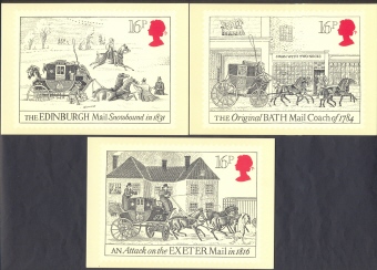 Great Britain: Set Of 5 PHQ 1984 Bicentenary Of First Mail Coach - Cartes PHQ
