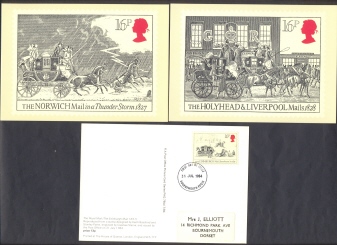 Great Britain: Set Of 5 PHQ 1984 Bicentenary Of First Mail Coach - PHQ Cards