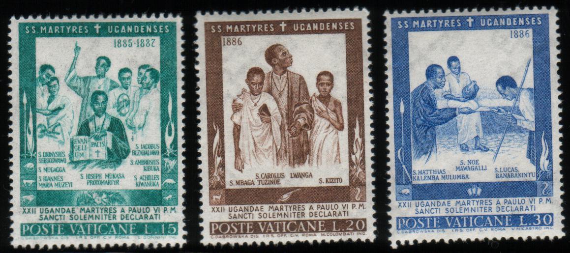 VATICAN 1965 UGANDAN MARTYRS SET OF 6 NHM UGANDA ST SAINT JOSEPH MUKASA CHILDREN  VATICANE VATICANO - Ouganda (1962-...)