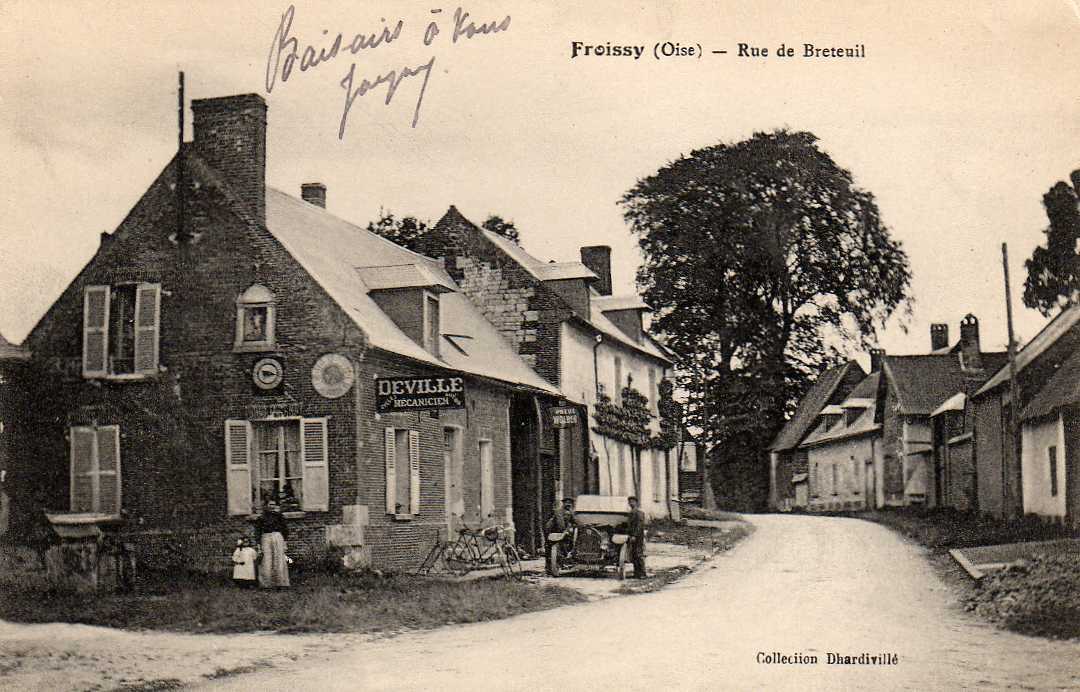 60 FROISSY (535 Ha En 1901) Rue De Breteuil, Animée, Garage Deville, Mécanicien, Ed Dhardiville, 191? - Froissy