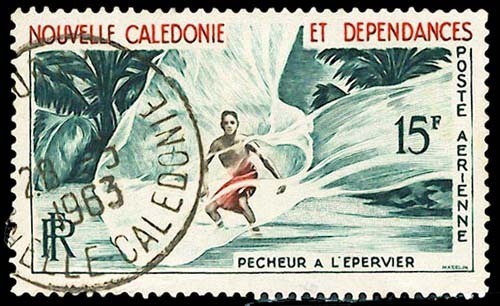 Nouvelle Calédonie-O (Y/T No, PA-067 - Pêcheur A L'épervier) (o) Date Circulaire / SON Cancel - Gebraucht