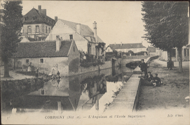 Corbigny L'anguison Et L'école Supérieure ,animée Lavoir Et Laveuses Petit Plan - Corbigny