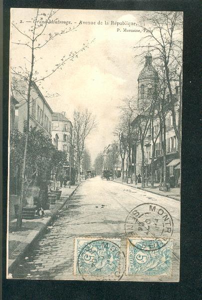 Grand Montrouge Avenue De La République Animée 1904 - Montrouge