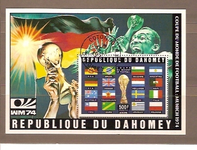 FOOTBALL / DAHOMEY / 5 Timbres + 1 Bloc Obl. Local Non Catalogués Coupe Monde MUNICH 1974 - 1974 – Germania Ovest