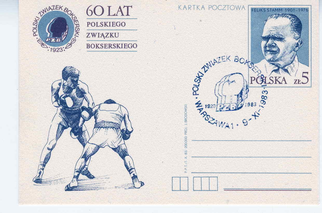 BOXE OBLITERATION TEMPORAIRE SUR CARTE POSTALE 60 ANS WARSZAWA 1923-1983 POLOGNE - Boxen