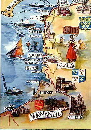 CPSM Littoral Nord Carte Illustrée (Normandie,Picardie, Artois), Carte écrite TTB - Nord-Pas-de-Calais