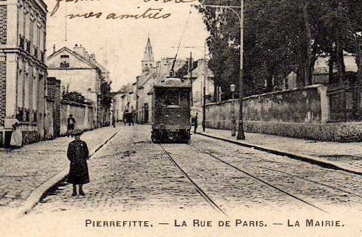 93 PIERREFITTE Rue De Paris, Mairie, Animée, Tramway, Ed Breger, 1903 - Pierrefitte Sur Seine