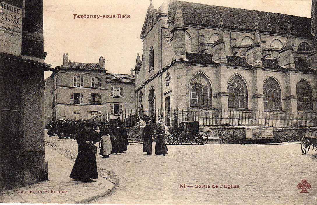 94 FONTENAY SOUS BOIS Eglise, Sortie De Messe, Animée, Ed FF 61, 190? - Fontenay Sous Bois