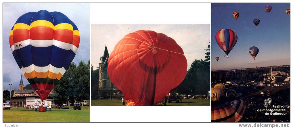 BALLONS En FRANCE Et CANADA - LOT De 3 CARTES: TRÉBAS, TARN; DAVEZIEUX, ARDÈCHE; GATINEAU, CANADA (x-444) - Luchtballon