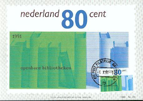 PAYS BAS CARTE MAXIMUM NUM.YVERT 1386  BIBLIOTHEQUES PUBLIQUES - Maximumkarten (MC)