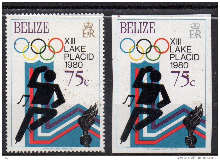 BELIZE  N° 449  +  NON DENTELE   * *  JO 1980     Patinage - Kunstschaatsen