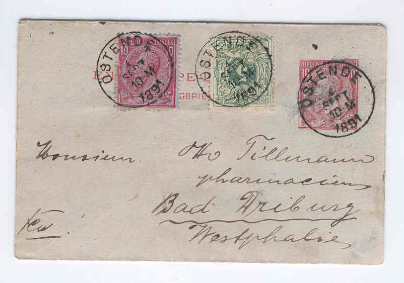 Enveloppe-Lettre Du No 46 Avec 45 Et 46 OSTENDE Vers  Allemagne 1891   --  3/345 - Buste-lettere