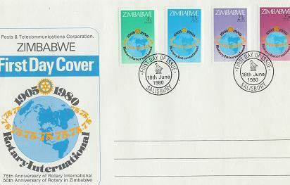 ZIMBABWE 1980 FDC Rotary Club 242-245 F601 - Rotary, Lions Club