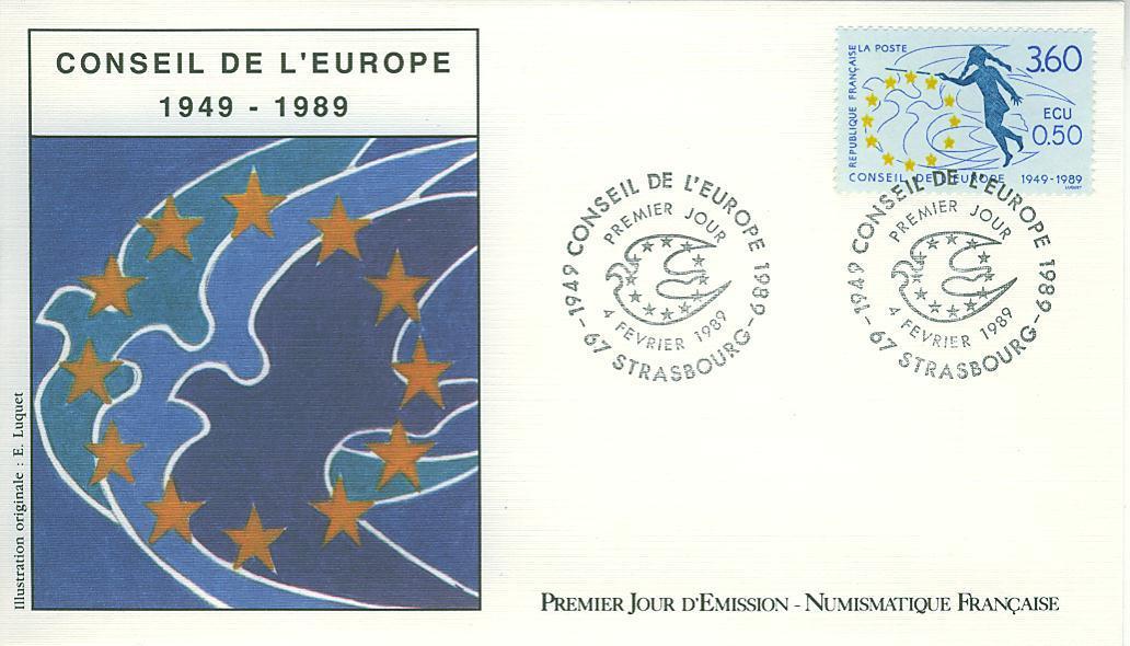 H0129 Conseil De L Europe Valeur En ECU Serv 100 à 101 France 1989 FDC Premier Jour - Münzen