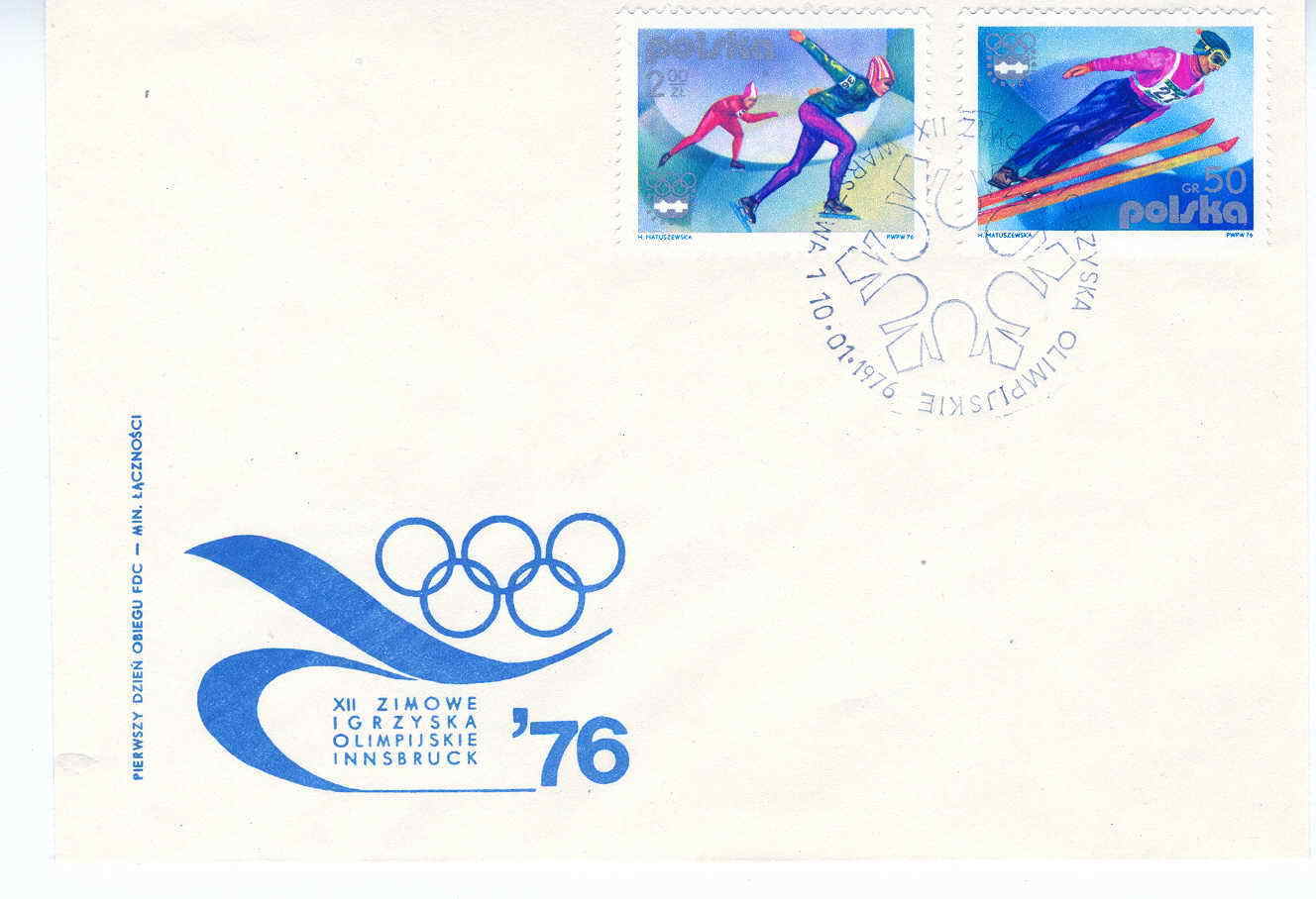 PATINAGE DE VITESSE  FDC POLOGNE JEUX OLYMPIQUES INNSBRUCK 1976 SAUT A SKI, PATINAGE DE VITESSE - Hiver