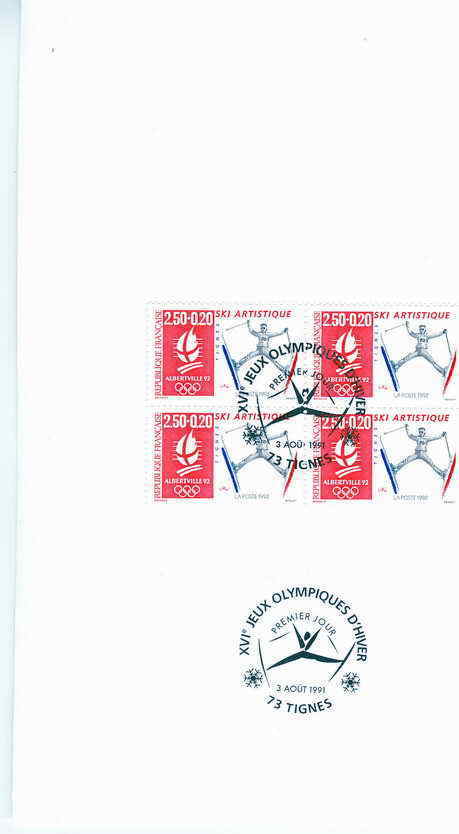 DOCUMENT OFFICIEL 16 EME JEUX OLYMPIQUES D HIVER TIGNES 1991 FEUILLET CARTONNE DOUBLE VOLET - Winter 1992: Albertville