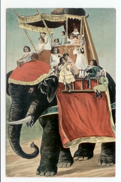 Elephant Avec Enfants Sur Son Dos (05-4680) - Elefanti