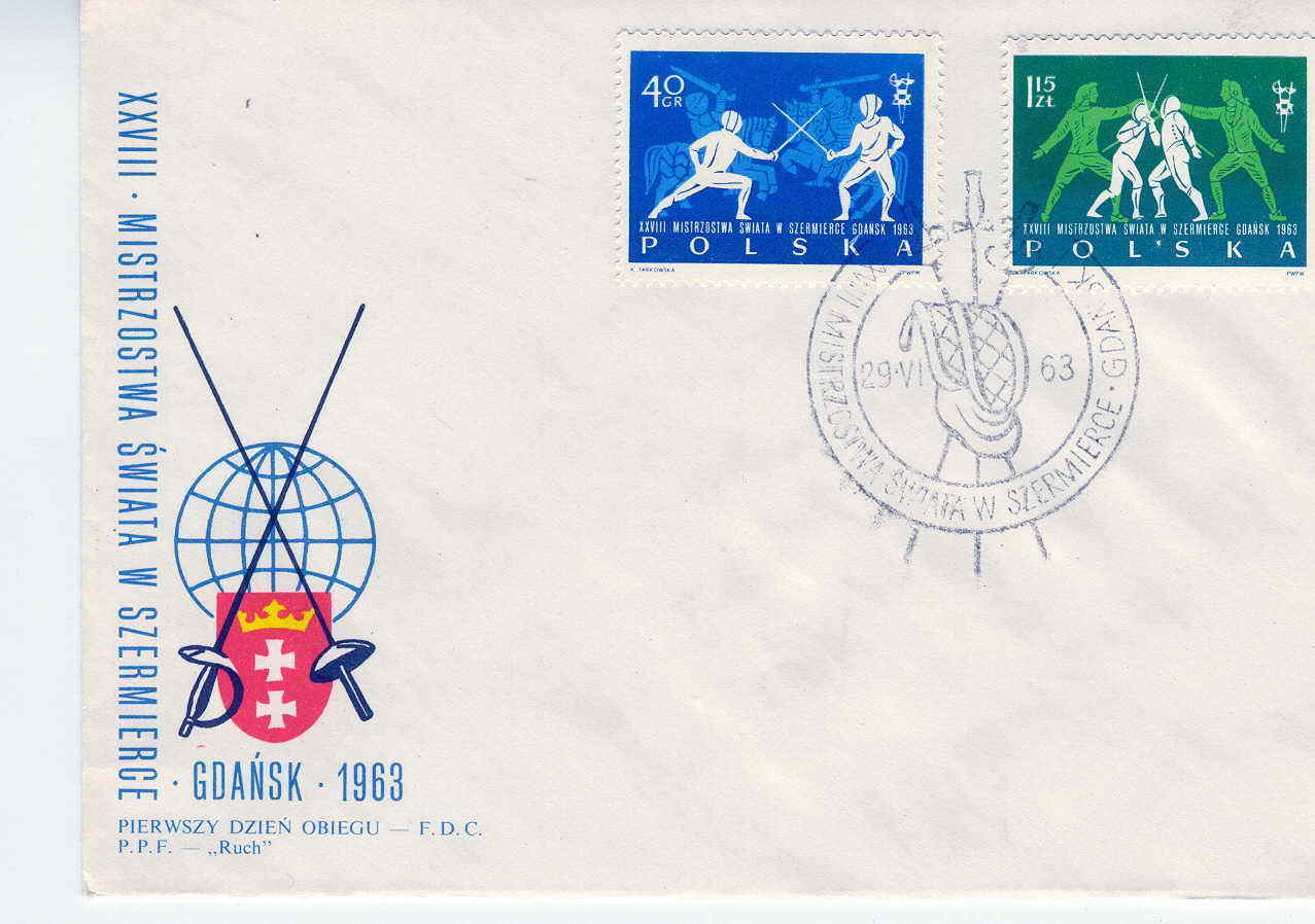 ESCRIME FDC POLOGNE 1963 3 ENVELOPPES - Escrime