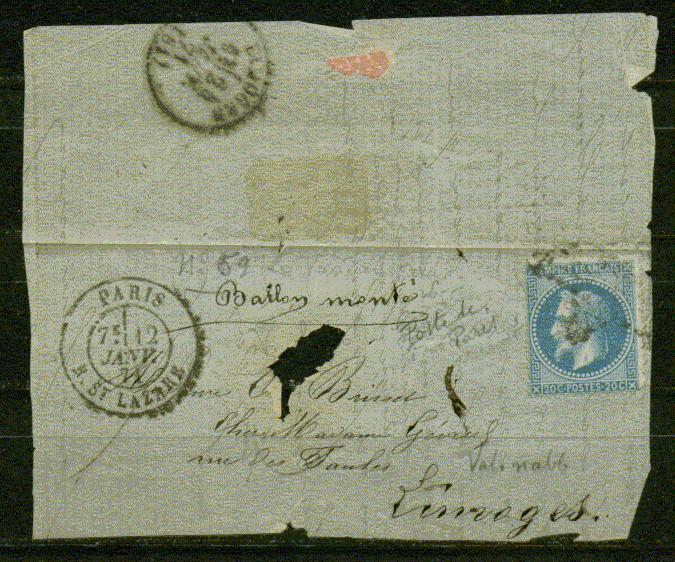 BALLON MONTE Nº 59 Le Poste De Paris Sans Correspondance - 1870 Siege Of Paris