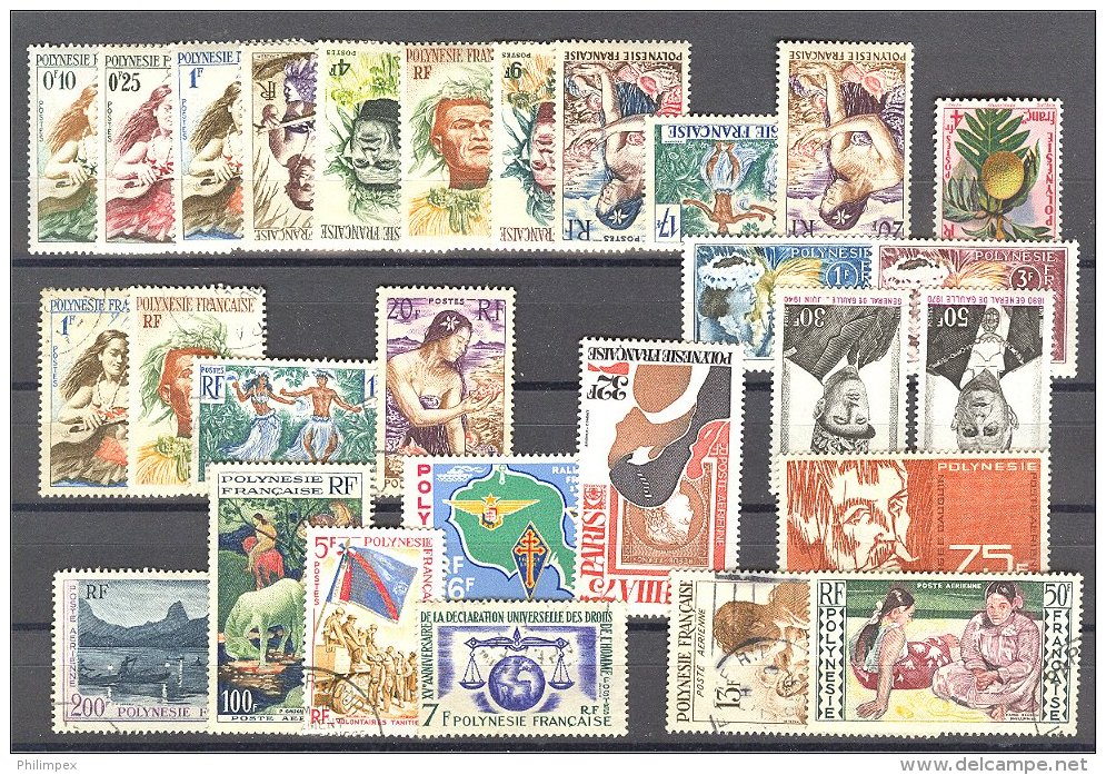 FRENCH POLYNESIA, NICE GROUP LIGHT HINGED / NEVER HINGED / USED + 3 STAMPS WALLIS AND FUTUNA! - Verzamelingen & Reeksen