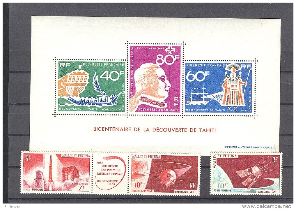 FRENCH POLYNESIA, NICE GROUP LIGHT HINGED / NEVER HINGED / USED + 3 STAMPS WALLIS AND FUTUNA! - Collections, Lots & Séries